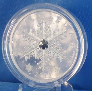 Canada 2013 Winter Snowflake 1 Oz.  Pure Silver $20 Proof Coin,  Swarovski Crystal photo
