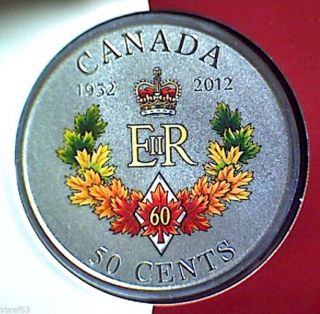 2012 Canada Queen ' S Diamond Jubilee 1952 - 2012: 50 Cent Coloured Commemorative - photo