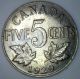 1929 Canadian Imperial Crowned Two Leaf Nickel 5 Cent Piece Au2 Coins: Canada photo 1