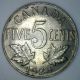 1928 Canadian Imperial Crowned Two Leaf Nickel 5 Cent Piece Au2 Coins: Canada photo 1