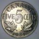 1934 Canadian Imperial Crowned Two Leaf Nickel 5 Cent Piece Au Coins: Canada photo 1