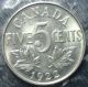 1922 Canadian Imperial Crowned Two Leaf Nickel 5 Cent Piece Ms Coins: Canada photo 5