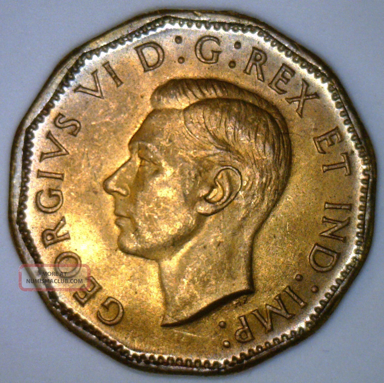 1943 Copper Canadian Uncrowned George Vi Victory 12 Side Tombac Nickel 5 Cent Ms Coins: Canada photo