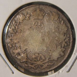 1929 Canada 25 Cents Silver Good Scarce Coin photo