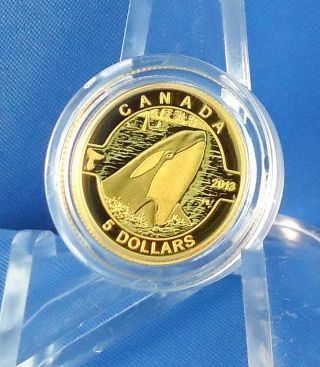 Canada 2013 Orca 1/10 Oz.  Pure Gold $5 Proof Coin “o Canada” Only 4,  000 Minted photo