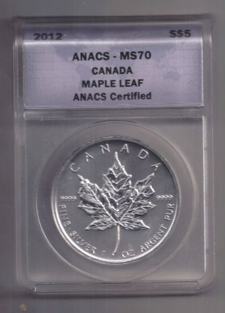 2012 Ms70 Canada Maple Leaf $5 Coin Anacs photo