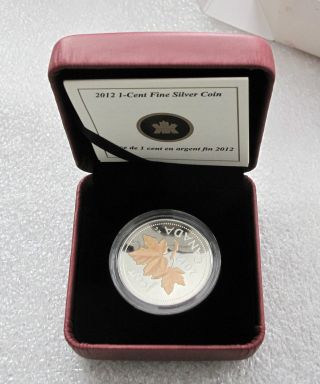 2012 Canada 9999 1/2 Oz.  Fine Silver 1 Cent Coin Gilded Farewell Penny photo