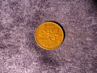 Foreign Canada 1956 Elizabeth Maple Leaf Cent Vintage Penny Coin - Flip photo