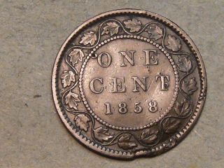 1858 Canadian Large Cent (fine - Very Fine) 6605a photo
