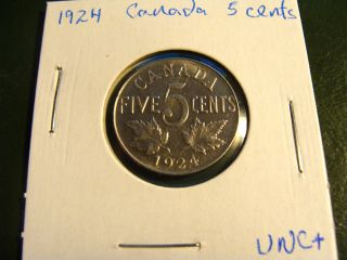 Canada 1924 Nickel 5c Five Cents Uncirculated photo
