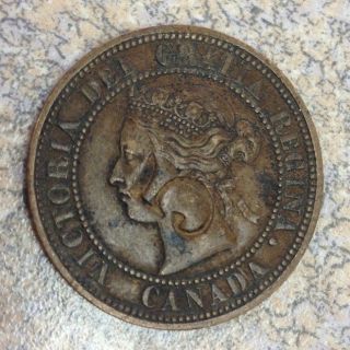 1876 H Large Cent Canada Queen Victoria 1c Xf photo