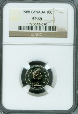 1988 Canada 10 Cents Ngc Sp69 Finest Graded Pop - 3 photo