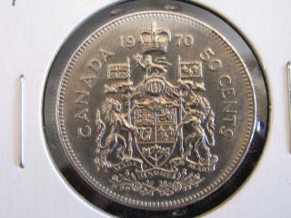 1970 - Canadian 50 Cents Nickel Coin Unc. photo