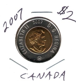 2007 Canada Elizabeth Ii With Polar Bear Uncirculated $2 Twoonie Coin photo