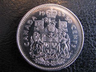 1985 - Canadian 50 Cents Nickel Coin Unc. photo