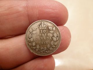 1936 Canadian Silver Dime - photo