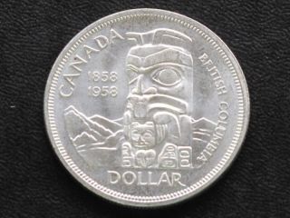 1958 Canada Silver Dollar Canadian Coin A4228l photo