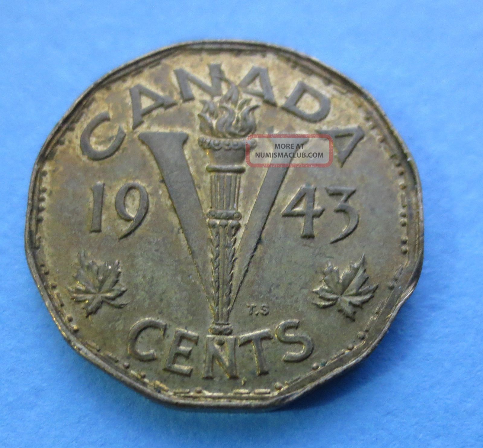 Rare Canadian 1943 5 Cent Tombac V Nickel Error Coin