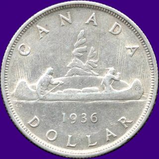 1936 Canada Silver Dollar Coin (23.  33 Grams, .  800 Silver) (no Tax) photo