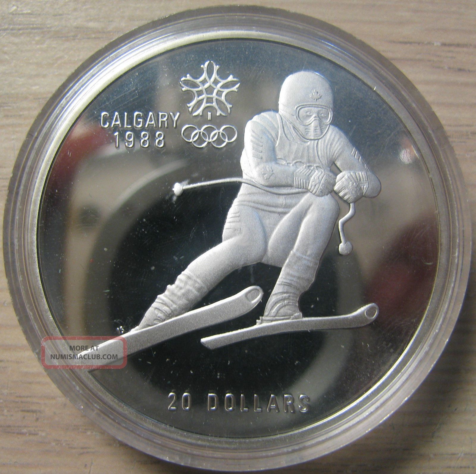 1985 Proof $20 1988 Calgary Olympics - Downhill (alpine) Skiing Canada