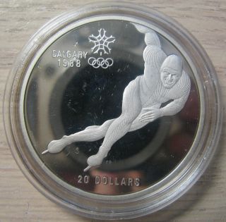 1985 Proof $20 1988 Calgary Olympics - Speed Skating Canada Coin Only photo