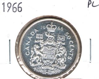 1966 Canada Silver Elizabeth Ii With Canadian Crest Proof - Like Fifty Cent Coin photo