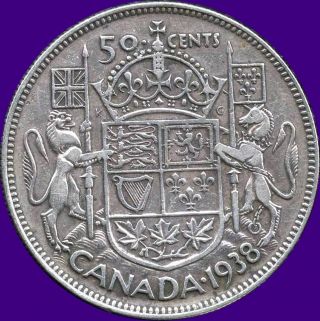 1938 Canada Silver 50 Cent Piece (11.  66 Grams.  800 Silver) (no Tax) photo