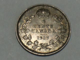 1917 Canadian Five Cent Silver Coin 4046 photo