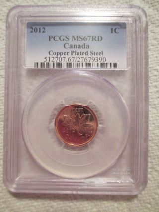 2012 Canada Cent Pcgs Ms67rd Magnetic Steel Last Year Of Issue Coin photo