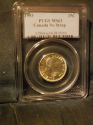 1953 Canada 25 Cents = Pcgs Certified Ms 63 