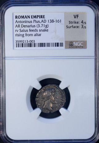 Ad 138 - 161 Roman Empire Antoninus Pius Ar Denarius Ngc Vf photo