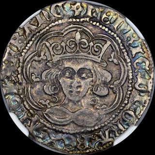 1422 - 27 King Henry Vi Groat 4 Pence Ngc Xf40 England Toned Blue Gold photo