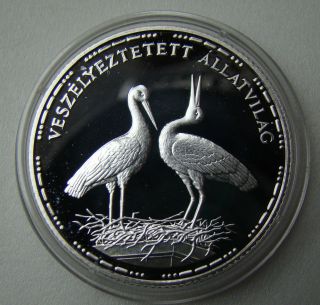 Hungary 200 Forint Silver Coin White Stork 1992 Proof photo