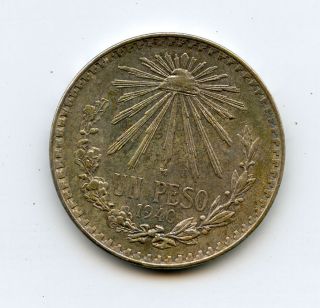 1940 1 Un Peso Silver Coin 2 0.  720 photo