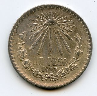 1923 1 Un Peso Silver Coin 2 0.  720 Mexico photo