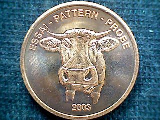 Switzerland 2003 2 Ceros Fantasy Euro Pattern Coin,  Cow Standing Facing,  Bu photo