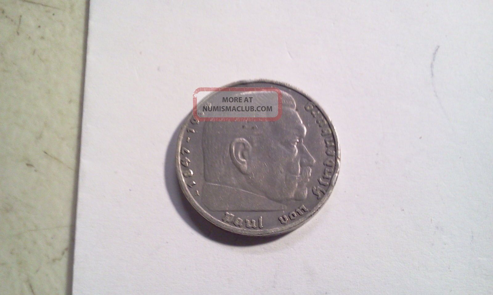 1936a 5 Mark Coin 1847 - 1934 Paul Von Hindenburg Silver Reich Germany photo