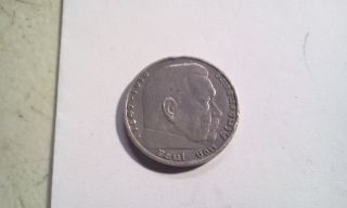 1936a 5 Mark Coin 1847 - 1934 Paul Von Hindenburg Silver Reich photo
