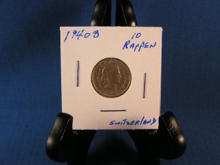 1940 B 10 Rappen Switzerland Coin photo