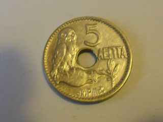 1912 (a) Greece 5 Lepta Coin,  Choice Xf : Highly Collectible photo