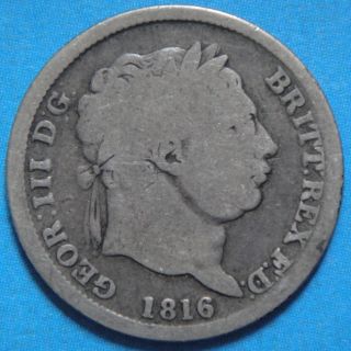 1816 1 Silver Shilling Coin George Iii Britt.  Rex photo
