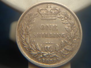 Great Britain Shilling,  1839 Vf Queen Victoria Sterling Silver photo