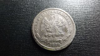 1880 Silver 25 Centavos Gos Guanajuato Mexico - Republic photo