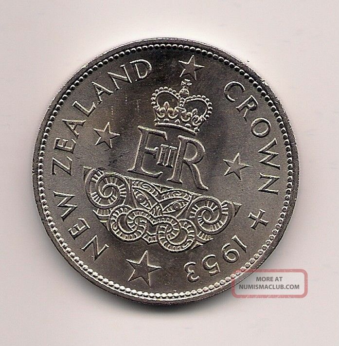 Zealand Crown,  1953,  Queen Elizabeth Ii Coronation,  With Lustre,  Nicer Coin Australia & Oceania photo