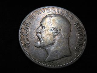 1907 - Eb Sveriges Val,  2 Kronor,  Sweden,  Oscar Ii Sveriges Konung,  Sweden Silver Coin photo