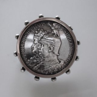 1901 German Empire Silver 2 Marks Patriotic Pin Kaiser Wilhelm Ii Prussia photo