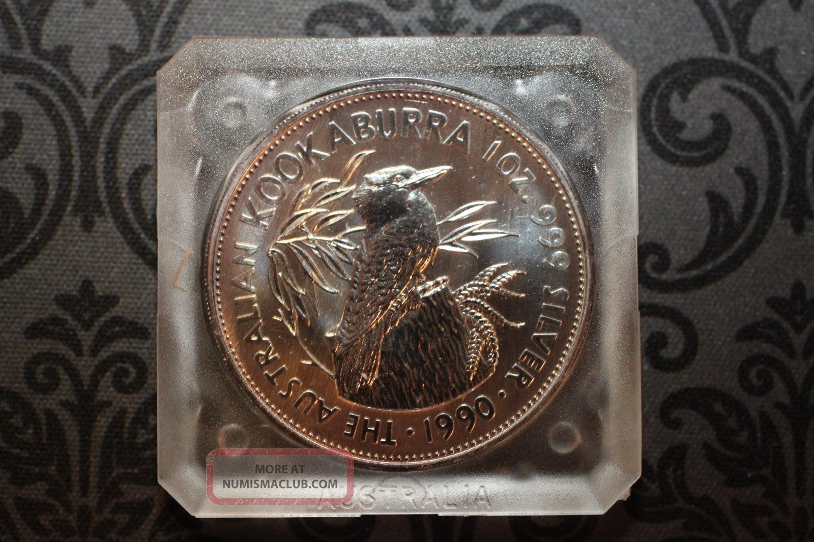 1990 Australian Kookaburra Inaugural Year 1 Oz Silver $5 Coin Unc Orig.  Cap Australia photo