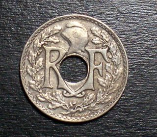 France 5 Centimes 1937 Unc Copper - Nickel French Coin photo