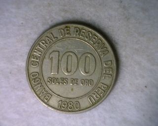 Peru 100 Soles 1980 Copper - Nickel Coin photo