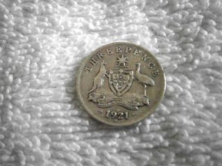 Australia: Scarce Date Silver 3 Pence 1921 - M photo